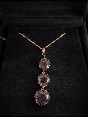 Antique amethyst pendant 10K Gold 9Ct